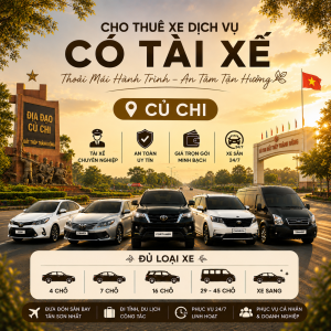 Dịch vụ cho thuê xe Củ Chi giá rẻ, cung cấp xe 4 chỗ, 7 chỗ, 16 chỗ, 29 chỗ, 45 chỗ, có tài xế chuyên nghiệp, phục vụ đi tỉnh, du lịch, công tác, đưa đón sân bay tại TP.HCM.