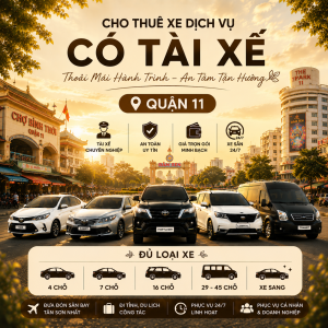 Dịch vụ cho thuê xe Quận 11 giá rẻ với các dòng xe 4 chỗ, 7 chỗ, 16 chỗ, 29 chỗ, 45 chỗ có tài xế chuyên nghiệp, phục vụ đi tỉnh và nội thành