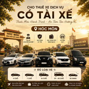 Dịch vụ cho thuê xe Hóc Môn giá rẻ, cung cấp xe 4 chỗ, 7 chỗ, 16 chỗ, 29 chỗ, 45 chỗ có tài xế chuyên nghiệp, phục vụ đi tỉnh, du lịch, công tác, đưa đón sân bay tại TP.HCM.